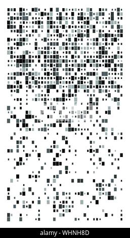 Zufällige Plätze Mosaik Muster. Pixelated, Fragmentierung Rasterungs-Design. Zufällige Verteilung eine quadratische Form. Unregelmäßige array, Raster, Gitter. Matrix der lief Stock Vektor