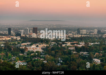 Sonnenuntergang Blick vom Getty Center, Los Angeles, Kalifornien Stockfoto