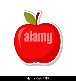 Red Apple. Süße Frucht. Isolierte Obst auf weißem Hintergrund. Vector Illustration. Stock Vektor