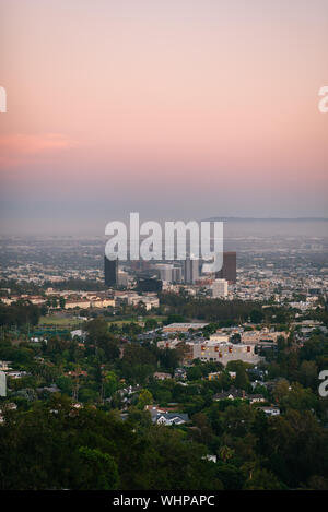 Sonnenuntergang Blick vom Getty Center, Los Angeles, Kalifornien Stockfoto