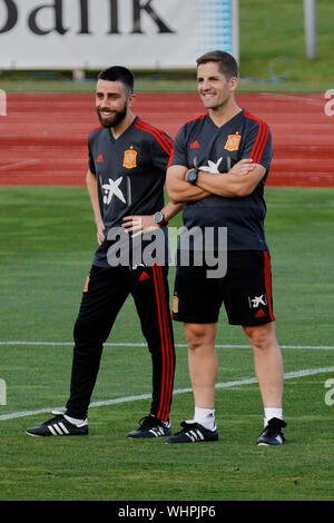 Las Rozas, Spanien. 02 Sep, 2019. Robert Moreno während einer Schulung für die spanische Fußballnationalmannschaft bei Ciudad Del Futbol in Las Rozas gesehen. Credit: SOPA Images Limited/Alamy leben Nachrichten Stockfoto