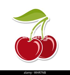 Kirsche. Süße Frucht. Isolierte Beeren auf weißem Hintergrund. Vector Illustration. Stock Vektor
