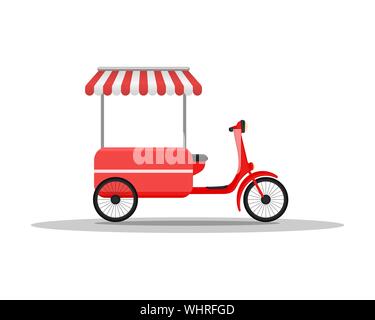 Street Food lkw-Konzept. Street Food Fahrzeuge, Lkw, Transporter. Fast Food Delivery. Flaches Design Stil. Vector Illustration. Stock Vektor
