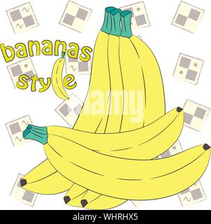 Bananen stil Vector Illustration. Sommer Poster mit Bananen auf einer abstrakten Hintergrund Vector Illustration. Stock Vektor