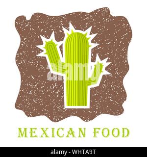 Cactus Symbol im Comic-stil auf weißem Hintergrund. Mexikanisches Essen. Vector Illustration. Stock Vektor