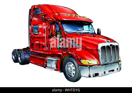 Rote Lkw Abbildung Farbe isolierten Kunst Stockfoto