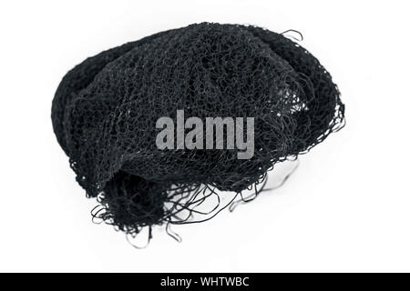 Rot gefärbten Kunststoff scheuern oder Wäscher verwendet saubere Schiffe oder Utensilien beim Waschen isoliert auf Weiss. Stockfoto