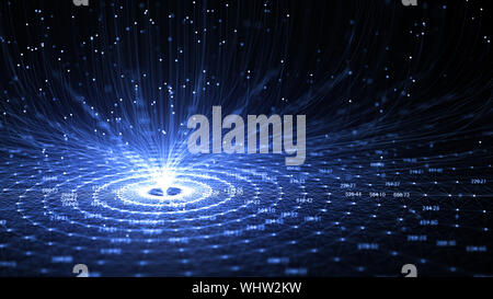Technik der künstlichen Intelligenz (KI) und Internet der Dinge IOT Netzwerk animation Konzept. big data flow Analyse, vertieftes Lernen moderne Computer t Stockfoto