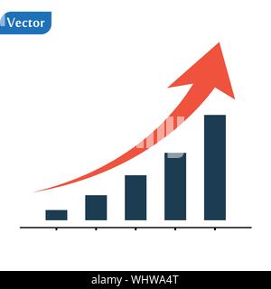 Konzept Farbe colum Chart mit Wachstum Pfeil. isolierte Vektor Grafik Stock Vektor