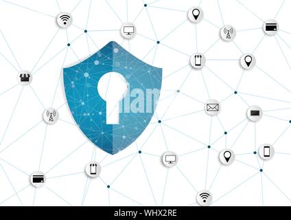 Internet Security online Konzept: Vorhängeschloss mit Schlüsselloch Symbol in. die persönlichen Daten Sicherheit veranschaulicht cyber Datensicherheit oder Privatsphäre Idee. B Stock Vektor