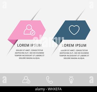 Vektor Infografik flachbild Vorlage Pfeile für zwei Label, Diagramm, Grafik, Präsentation. Business Konzept mit 2 Optionen. Für Inhalte, Flussdiagramm, Schritt Stock Vektor