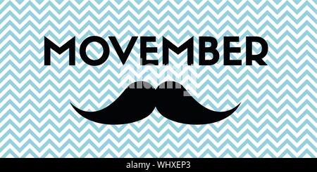 Movember. Vektor Banner mit Schnurrbart und Chevron Muster Stock Vektor