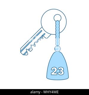 Hotel Zimmer Schlüsselsymbol. Dünne Linie mit blauer Füllung Design. Vector Illustration. Stock Vektor