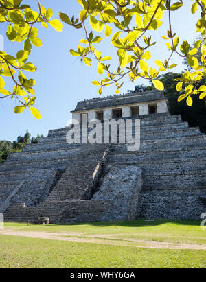Maya Ruinen der Tempel der Inschriften, archäologische Zone von Palenque, Chiapas, Mexiko. Stockfoto