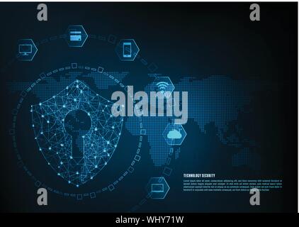 Internet Security online Konzept: Vorhängeschloss mit Schlüsselloch Symbol in. die persönlichen Daten Sicherheit veranschaulicht cyber Datensicherheit oder Privatsphäre Idee. B Stock Vektor