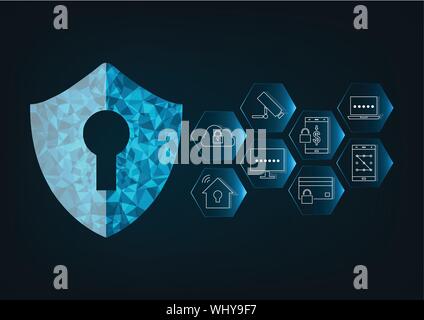 Internet Security online Konzept: Vorhängeschloss mit Schlüsselloch Symbol in. die persönlichen Daten Sicherheit veranschaulicht cyber Datensicherheit oder Privatsphäre Idee. B Stock Vektor