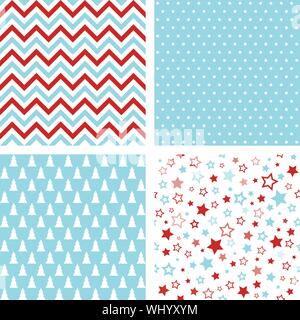 Weihnachten nahtlose Vektor Muster. Chevron, Polka Dot Stock Vektor