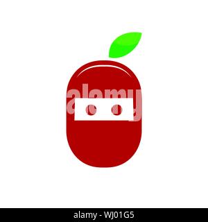 Ninja Cherry frisches Obst Vektor Symbol Grafik Logo Design Template Stock Vektor