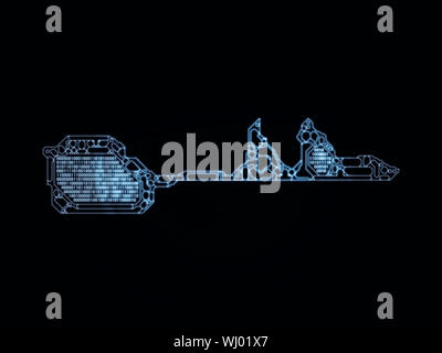 Verschlüsselung-Schlüssel-Serie. Abstrakte Konstruktion aus stilisierten Schlüssel und Anzahl Symbole zum Thema Mathematik, Verschlüsselung und digitale Technologien Stockfoto