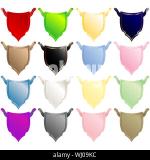 Schilde Sammlung, isolierte Objekte auf weißem Hintergrund Stockfoto