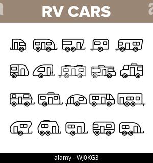 Sammlung Rv Camper Autos Fahrzeug Icons Set Vector Stock Vektor