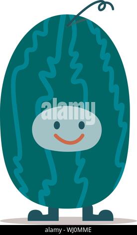 Wassermelone niedlichen Charakter lustig Design. Gerne Früchte Maskottchen. Kawaii Charakter Wassermelone. Stock Vektor