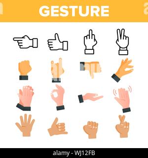 Sammlung Geste Elemente Vektor Zeichen Symbole gesetzt Stock Vektor