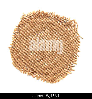 Kreisförmige raffia Gitter auf weißem Hintergrund. Stockfoto