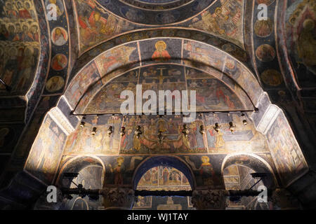 Innenraum des Klosters Stavropoleos (aka Stavropoleos Kirche) in Bukarest, Rumänien Stockfoto