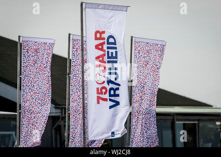 Terneuzen, Niederlande. 31 Aug, 2019. TERNEUZEN - 31-08-2019, Feier 75 Jahre Freiheit. Banner. Credit: Pro Schüsse/Alamy leben Nachrichten Stockfoto