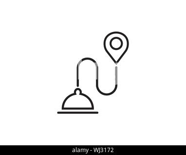 Lieferung, cloche, Lebensmittel, Pin Farbe Symbol auf weißem Hintergrund Stock Vektor