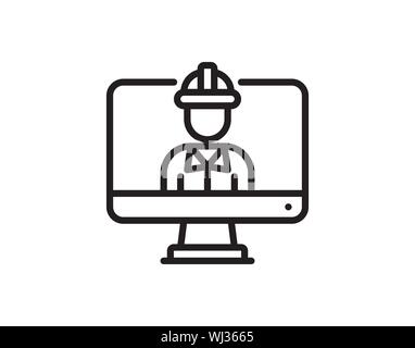 Monitor Engineer icon-Monitor Engineer isoliert, Bildschirm avatar Illustration - Vektor monitor-Vektor Stock Vektor