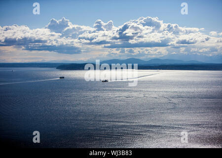 Blick heraus für Puget Sound vom Space Needle Stockfoto