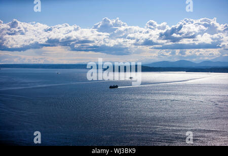 Blick heraus für Puget Sound vom Space Needle Stockfoto