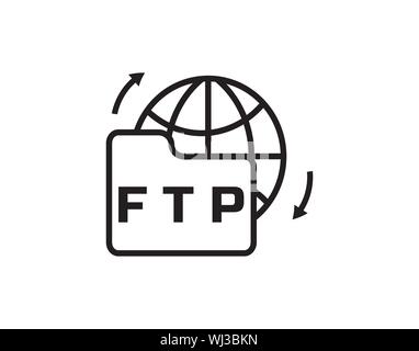 FTP-Ordner Dateiübertragung Netzwerksymbol Vektor Stock Vektor