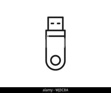 Usb-Symbol im flachen Stil. Flash Disk Vector Illustration auf weißem Hintergrund isoliert. Digital Memory Business Konzept. - Vektor Stock Vektor