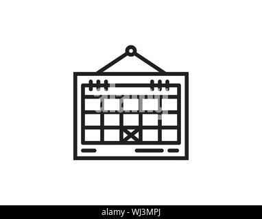 Kalender Anmelden schwarzes Symbol auf Vektor Bild Stock Vektor