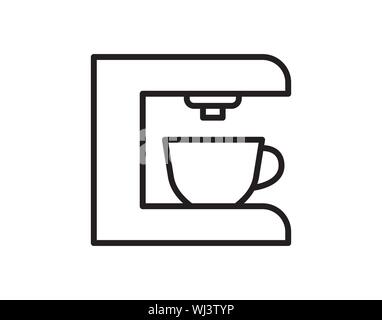 Kaffeemaschine Symbol Vektor, gefüllt, flach, umriss Piktogramm auf weißen isoliert. Symbol, Logo Illustration. - Vektor Stock Vektor
