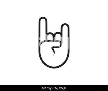 Rock und Roll hand Vektorlinie Symbol auf weißem Hintergrund. Rock und Roll hand Symbol Leitung für Infografik, Website oder App. Stock Vektor