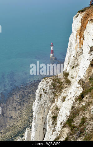 Die weißen Klippen und Leuchtturm am Beachy Head an der englischen Südküste in East Sussex Stockfoto