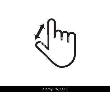 Streichen Sie nach oben und unten lineare Symbol. Hand mit Finger und Pfeil. Linie mit editierbaren Schlaganfall-Vektor Stock Vektor