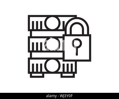 Aufbewahrung von Daten Schutz Symbol Flat Style Vektor Bild Stock Vektor