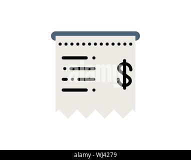 Quittung mit Dollarsymbol flaches Symbol Vektor-Illustration Stock Vektor