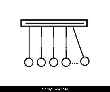 Physik Symbol Leitung, umriss Vektor Zeichen, linear style Piktogramm isoliert auf Weiss. Newtons wiege Symbol, Logo Illustration. Stock Vektor