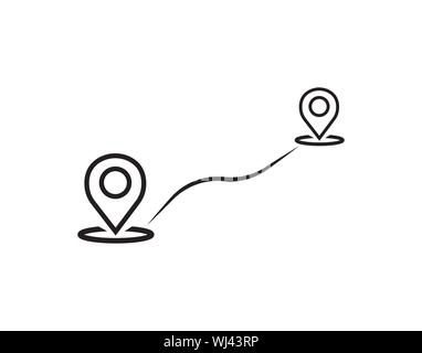 Abstand zwischen zwei Punkten Symbol Vektor Bild Reisen Stock Vektor