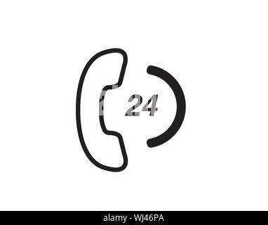 Telefon Service 24 Stunden auf weißem Hintergrund Vektor Bild Stock Vektor