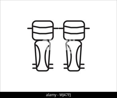 Schienbeinschoner Symbol Vektor auf weißem Hintergrund, Schienbeinschutz, lineare sport Symbole - Abbildung Stock Vektor