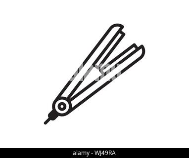 Haar Haarglätter Symbol Vektor, Flache Linie Stil Schönheit Salon Werkzeug Illustration Stock Vektor