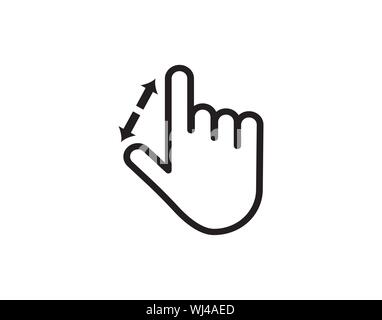 Streichen Sie nach oben und unten lineare Symbol. Hand mit Finger und Pfeil. Linie mit editierbaren Schlaganfall-Vektor Stock Vektor