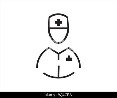 Schwesternsymbol mit medizinischem Kreuz im minimalen Linienstil Stock Vektor
